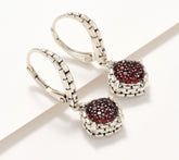 JAI Sterling Silver Signature Black Spinel Pave Lever Garnet Earrings